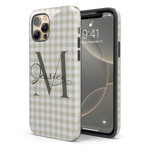 Custom Gingham Name & Initials iPhone Case